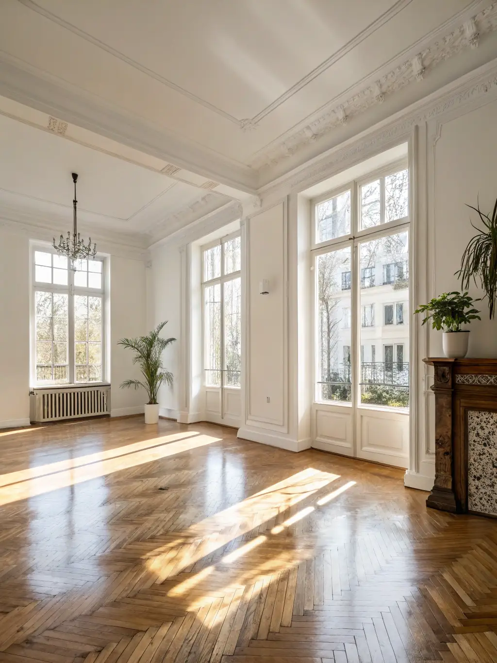 An empty apartment with freshly cleaned floors and windows, ready for new tenants, illustrating Axora Clean's move-out cleaning service.
